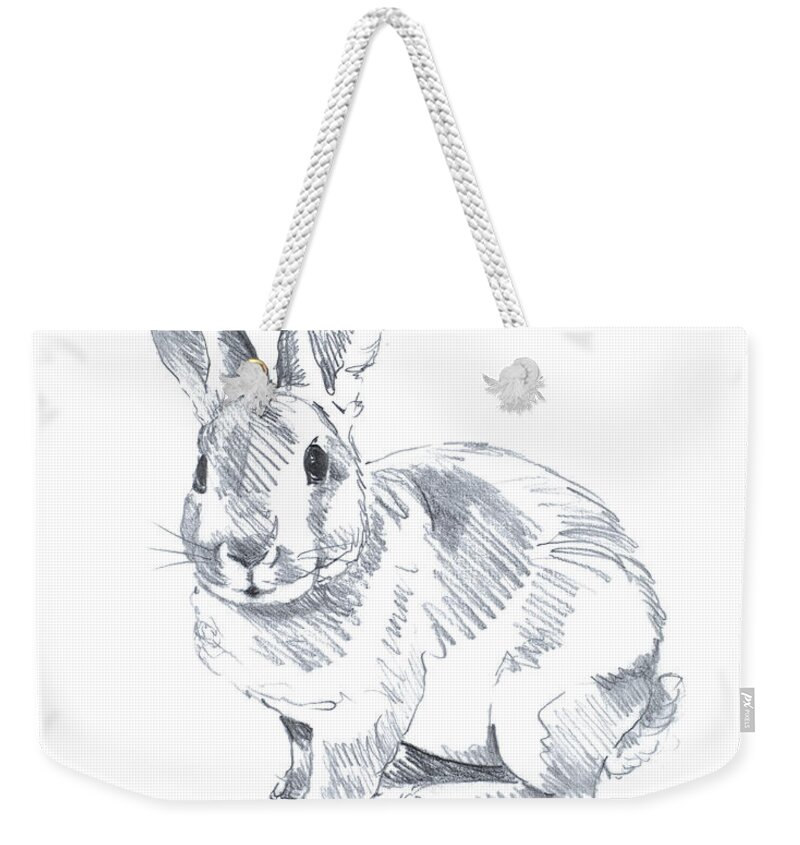 Sketched Weekender Tote Bag featuring the drawing Sketched Rabbit II by Lanie Loreth