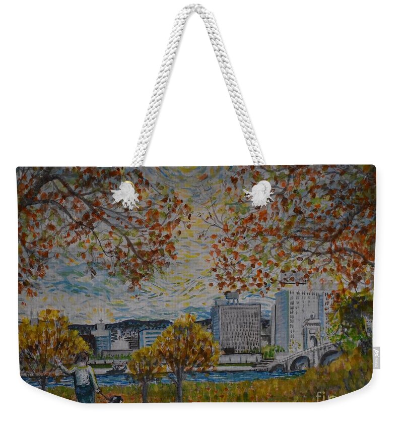 Nepa Weekender Tote Bag featuring the painting Skyline Energy  by Christina Verdgeline