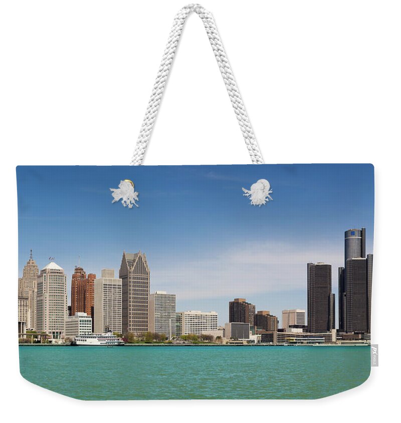 Walking Point Of View Weekender Tote Bag featuring the photograph Skyline Of Detroit By Day by Pawel.gaul