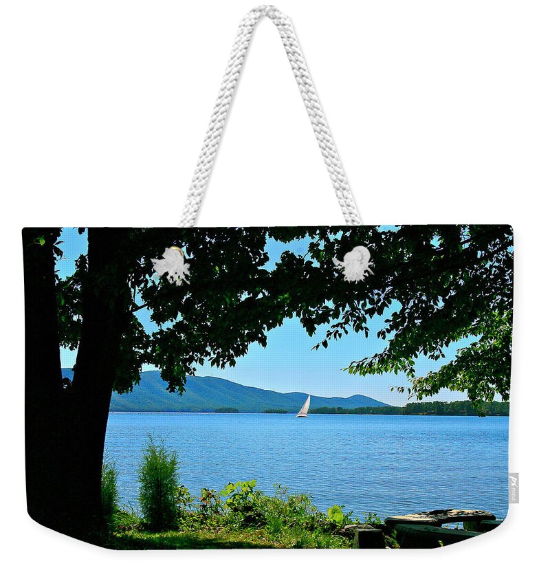 Smith Mountain Lake Sailor Weekender Tote Bag featuring the photograph Smith Mountain Lake Sailor by The James Roney Collection