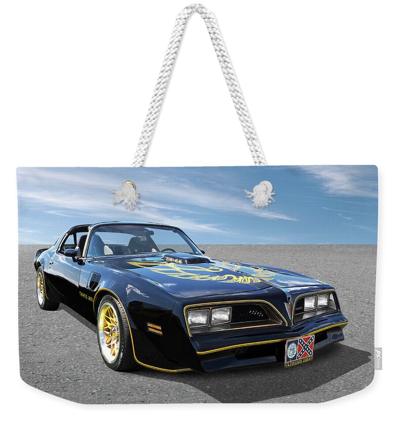 Pontiac Firebird Weekender Tote Bag featuring the photograph Smokey And The Bandit Trans Am by Gill Billington