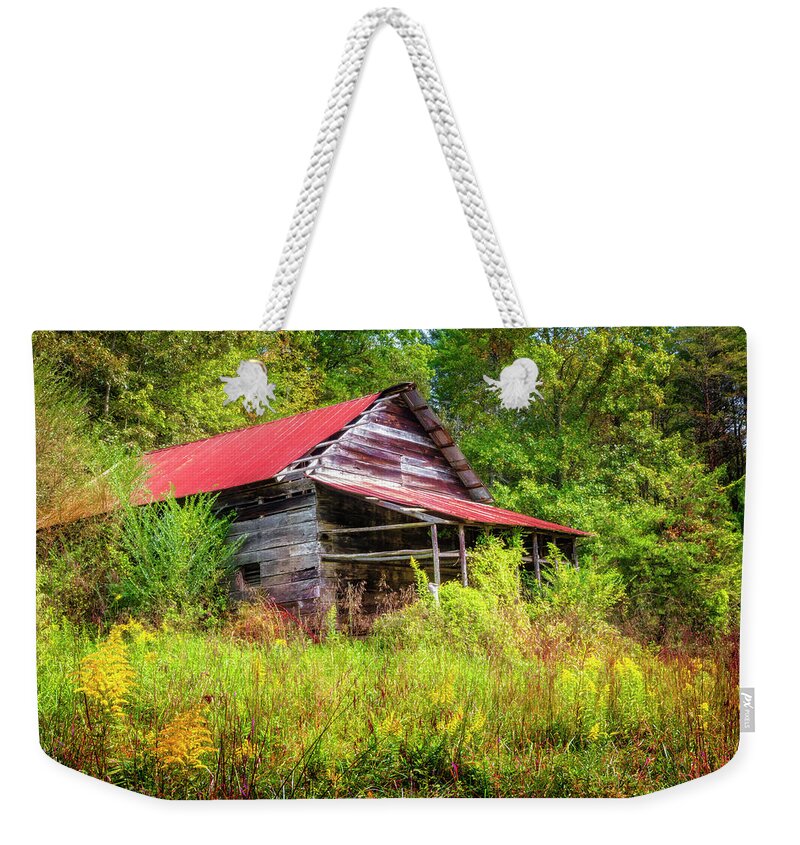 Appalachia Weekender Tote Bag featuring the photograph Smoky Mountain Barn on an Autumn Afternoon by Debra and Dave Vanderlaan