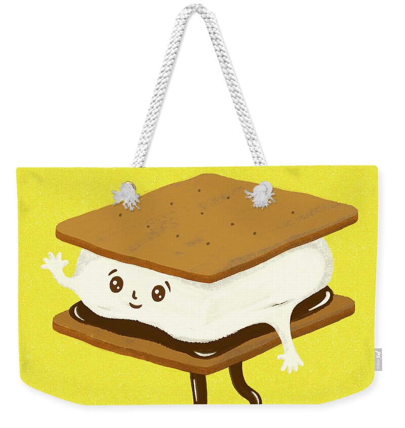 Campy Weekender Tote Bag featuring the drawing Smore Character by CSA Images