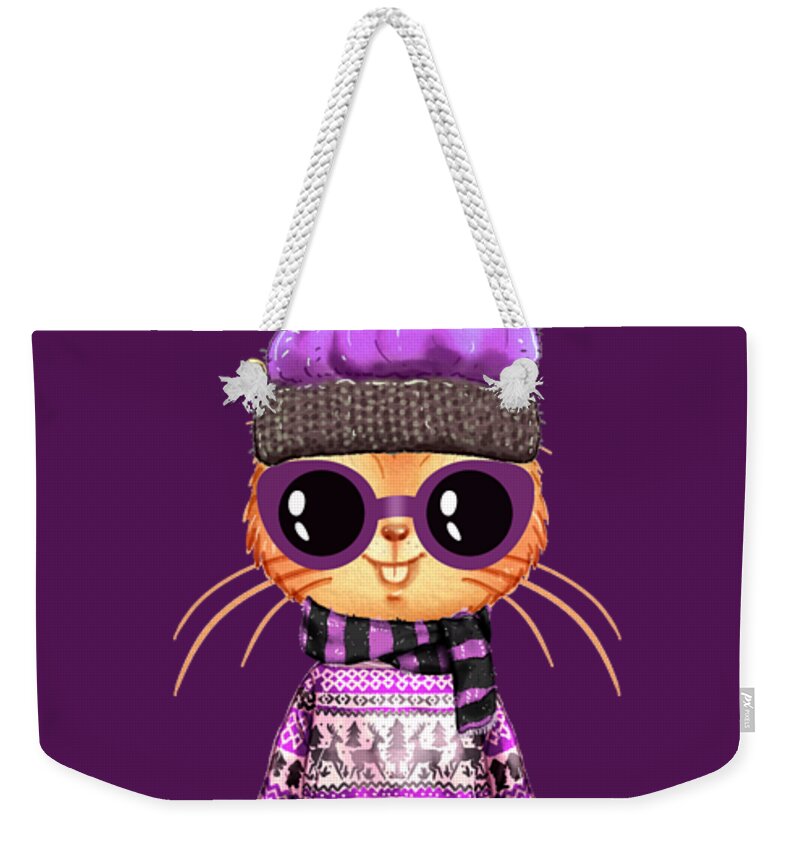 Bunny Weekender Tote Bag featuring the photograph Snowbunny in Ultra Violet by Doreen Erhardt