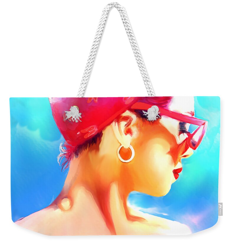 Watercolor Weekender Tote Bag featuring the digital art Soaking in the Sun by Shehan Wicks