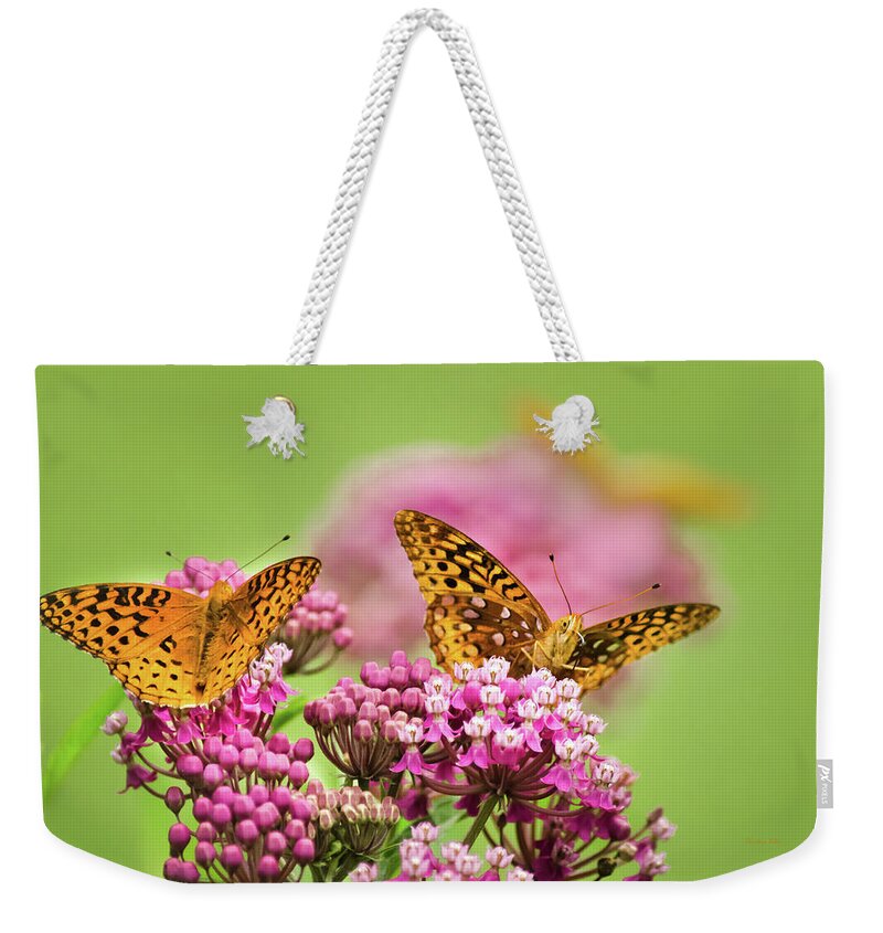 Butterfly Weekender Tote Bag featuring the photograph Social Butterflies by Christina Rollo
