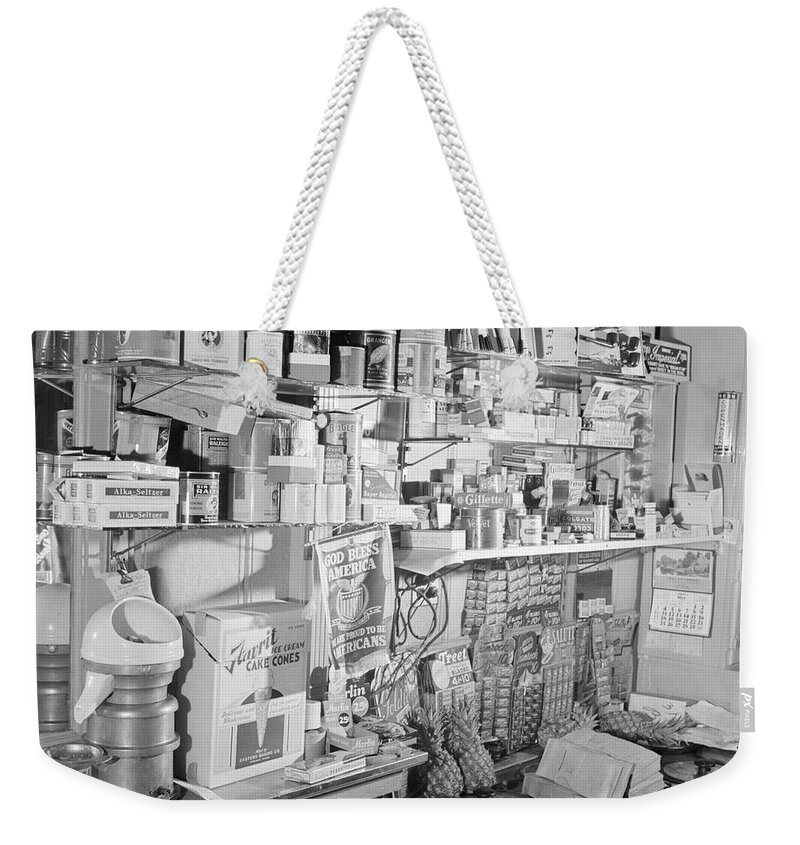 1942 Weekender Tote Bag featuring the photograph Soda Fountain, 1942 by Fenno Jacobs