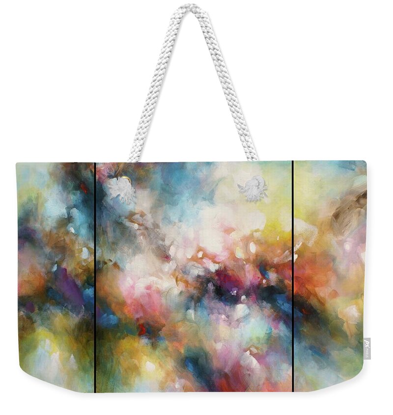 Abstract Weekender Tote Bag featuring the painting Soft by Michael Lang