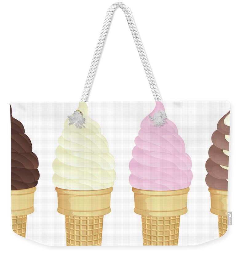 Unhealthy Eating Weekender Tote Bag featuring the digital art Soft Serve Cones by Johnnylemonseed