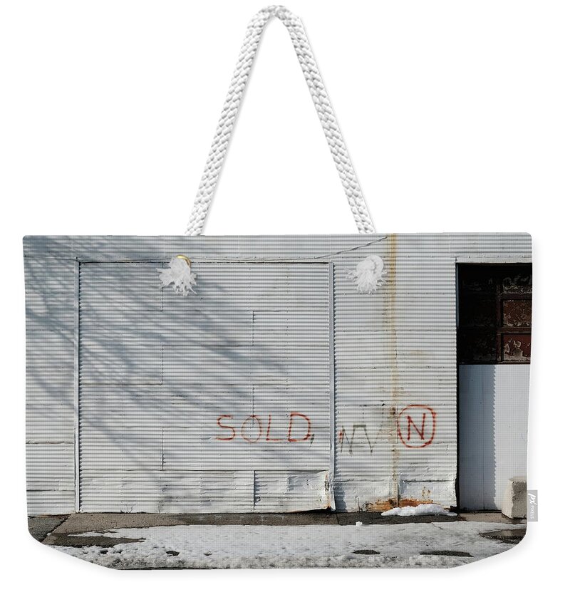 Urban Weekender Tote Bag featuring the photograph Sold by Kreddible Trout