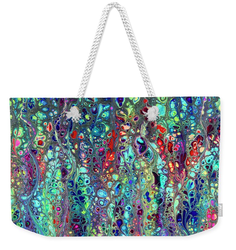 Poured Acrylics Weekender Tote Bag featuring the painting Sorcerer's Garden by Lucy Arnold
