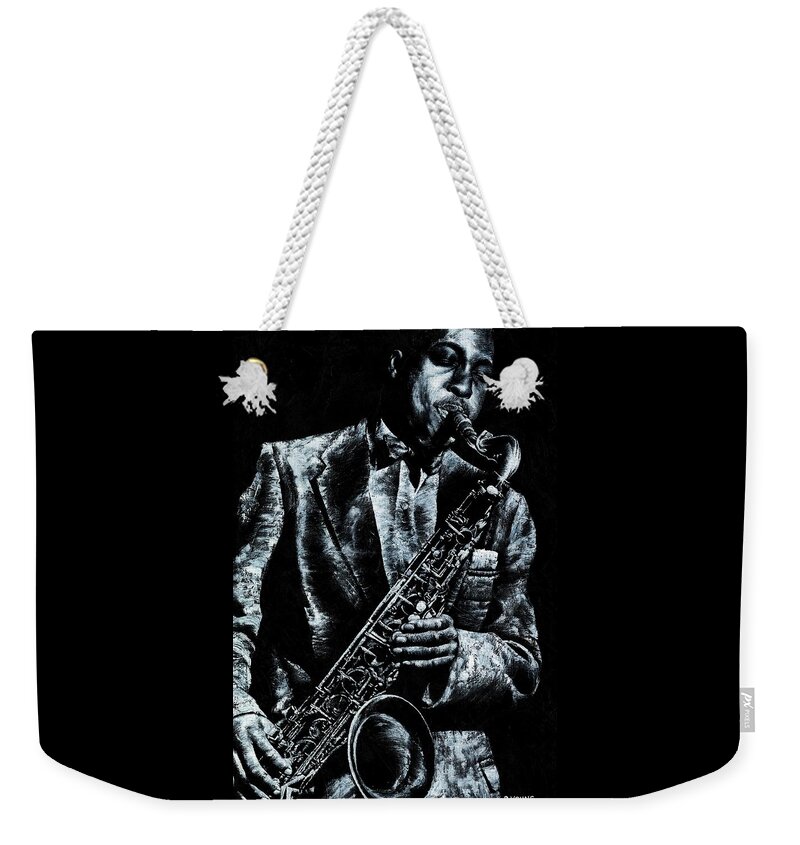 Sax Weekender Tote Bag featuring the painting Soul Jazz by Richard Young