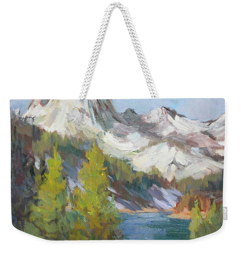 South Lake Weekender Tote Bag featuring the painting South Lake Sierra Nevada Mountains by Diane McClary