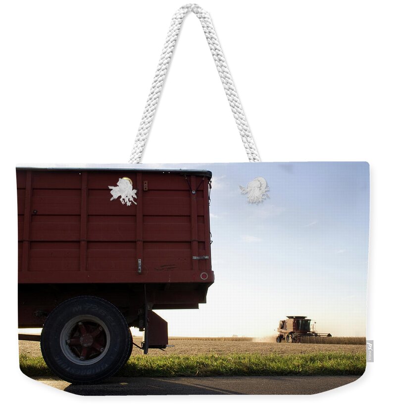 Soybean Harvesting Weekender Tote Bag featuring the photograph Soybean Harvesting by Dylan Punke