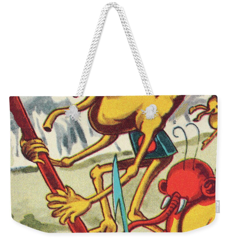 Alien Weekender Tote Bag featuring the drawing Space Aliens by CSA Images