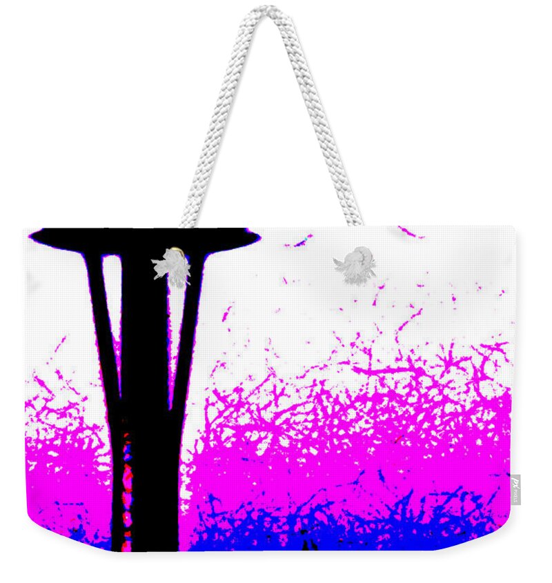 Space Needle Weekender Tote Bag featuring the photograph Space Needle Abstract AB3 by Cathy Anderson