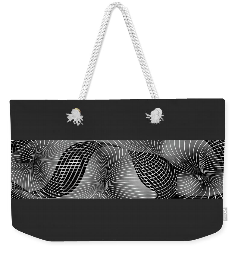Space-time Weekender Tote Bag featuring the painting Space-time No-1, Black and White by David Arrigoni