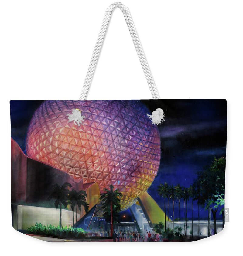 Epcot Weekender Tote Bag featuring the painting Spaceship Earth by Jonathan Gladding
