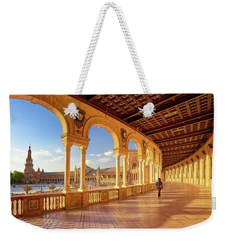 Estock Weekender Tote Bag featuring the digital art Spain, Andalusia, Seville, Seville District, Plaza De Espana by Jan Wlodarczyk