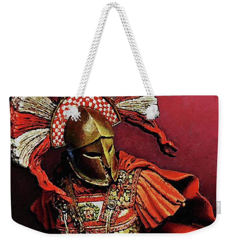 Spartan Warrior Weekender Tote Bag featuring the painting Spartan Hoplite - 27 by AM FineArtPrints