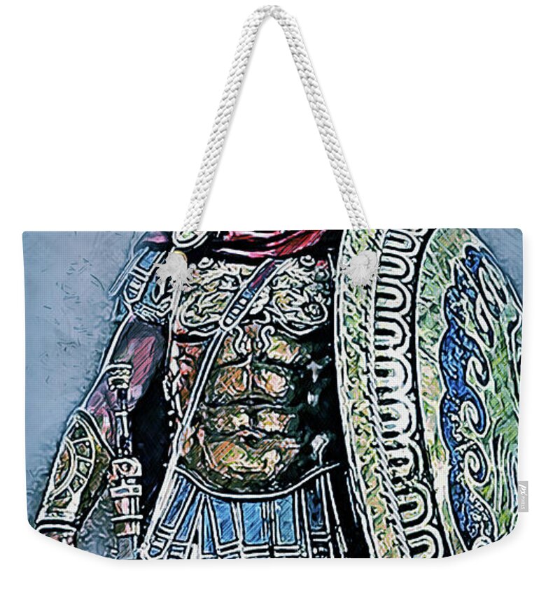 Spartan Warrior Weekender Tote Bag featuring the painting Spartan Hoplite - 28 by AM FineArtPrints