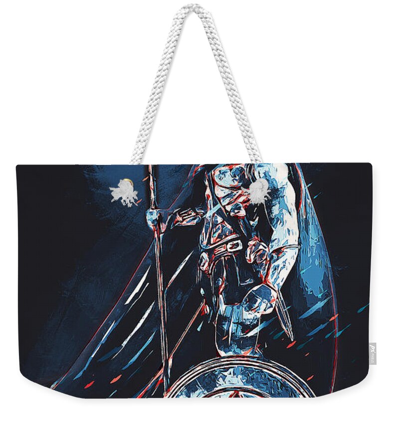 Spartan Warrior Weekender Tote Bag featuring the painting Spartan Hoplite - 46 by AM FineArtPrints