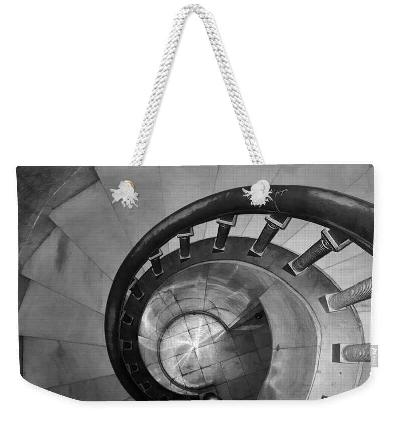 Spiral Weekender Tote Bag featuring the photograph Spiral Staircase, Lakewood Cemetary Chapel by Sarah Lilja