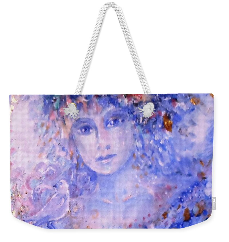 Painting And Collage Weekender Tote Bag featuring the painting Spirit of Winter by Trudi Doyle