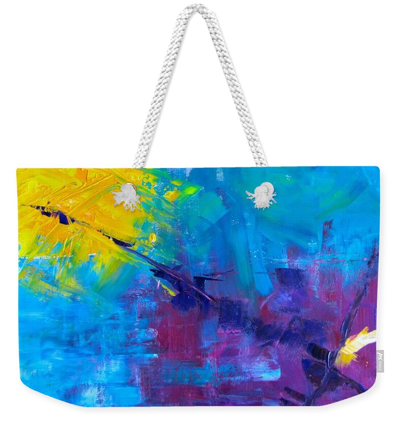 Violet Weekender Tote Bag featuring the painting Spit Fire by Barbara O'Toole