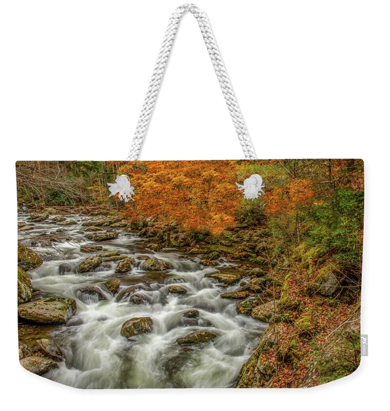 Tremont Weekender Tote Bag featuring the photograph Splashing Down the Mountain by Marcy Wielfaert