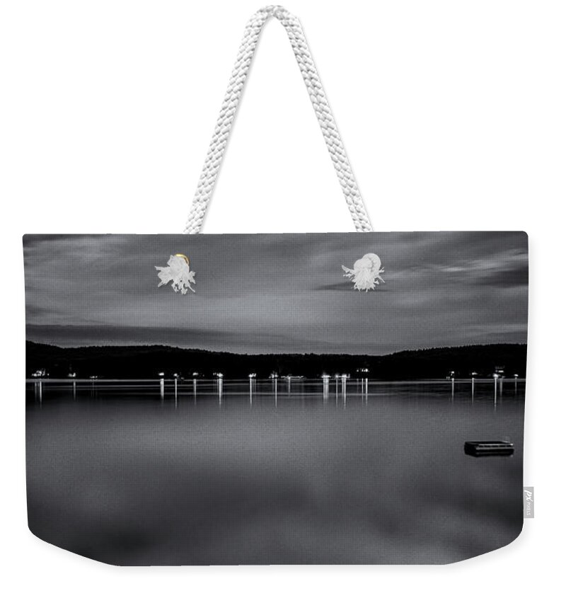 Spofford Lake New Hampshire Weekender Tote Bag featuring the photograph Spofford Lake Moon by Tom Singleton
