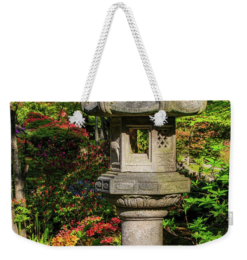 Japanese Garden Weekender Tote Bag featuring the photograph Spring Lantern by Briand Sanderson