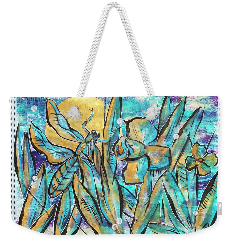 Dragonfly Weekender Tote Bag featuring the painting Spring Life Of Nature by Ariadna De Raadt