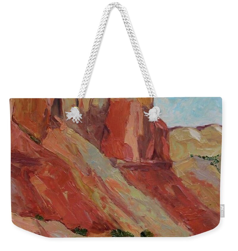 Landscape Weekender Tote Bag featuring the painting Vigilant Sentinels by Marian Berg