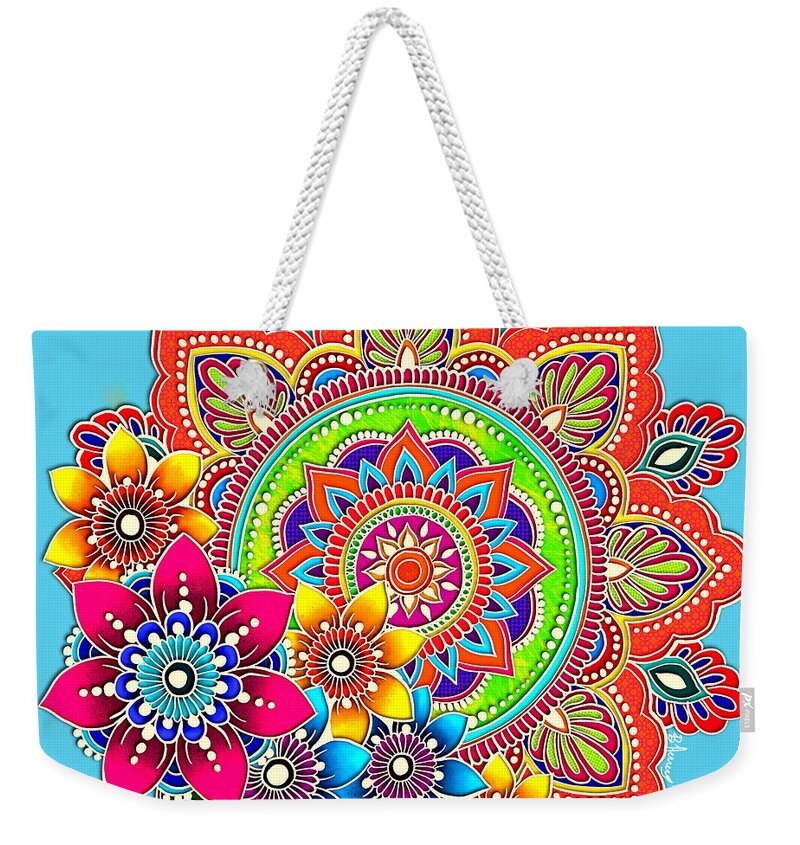 Mandala Weekender Tote Bag featuring the painting Springtime Mandala by Becky Herrera