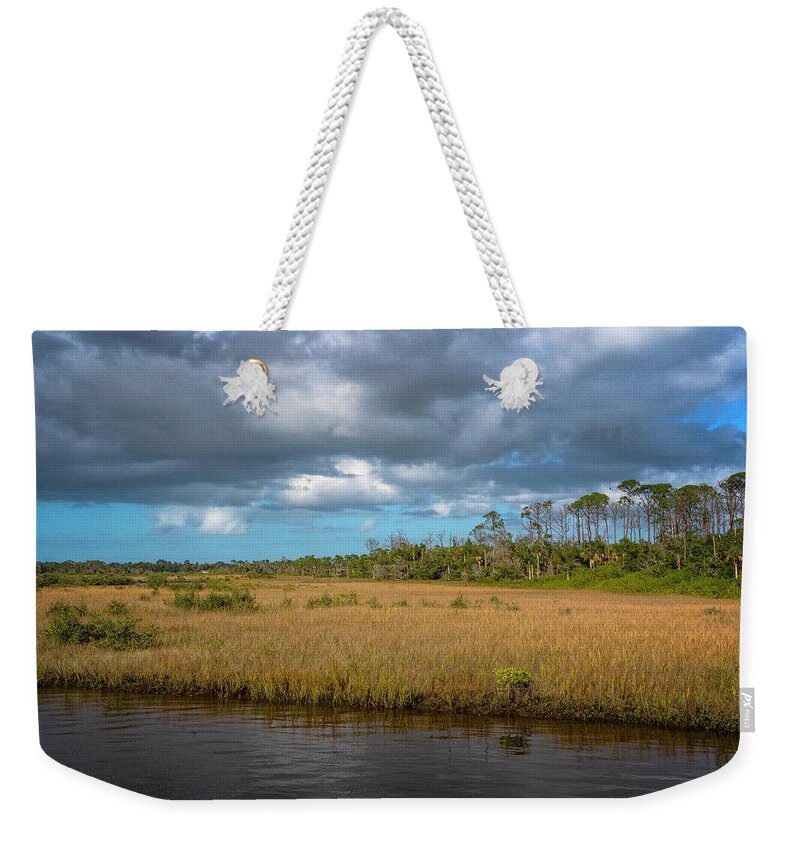 Barberville Roadside Yard Art And Produce Weekender Tote Bag featuring the photograph Spruce Creek Park by Tom Singleton