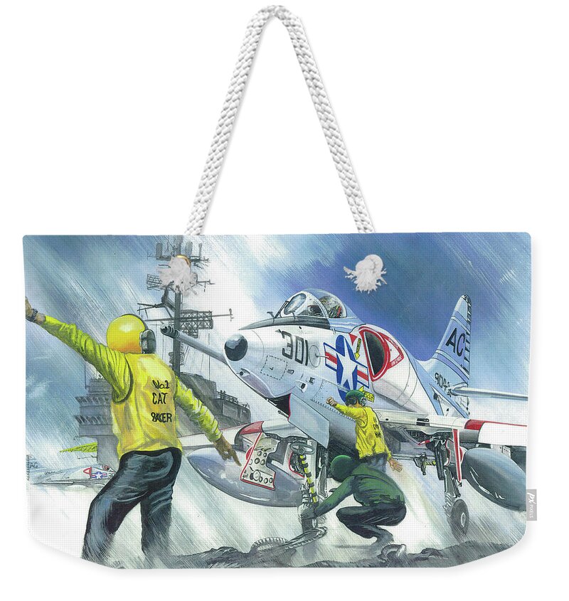 Skyhawk Weekender Tote Bag featuring the painting Ssdd by Simon Read