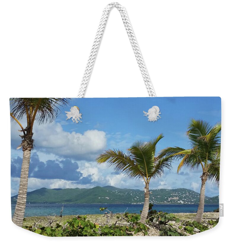Palm Weekender Tote Bag featuring the photograph St. John View by Climate Change VI - Sales
