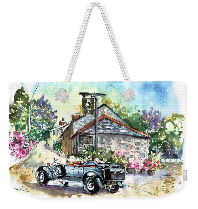Travel Weekender Tote Bag featuring the painting St Kew Inn In Cornwall 01 by Miki De Goodaboom