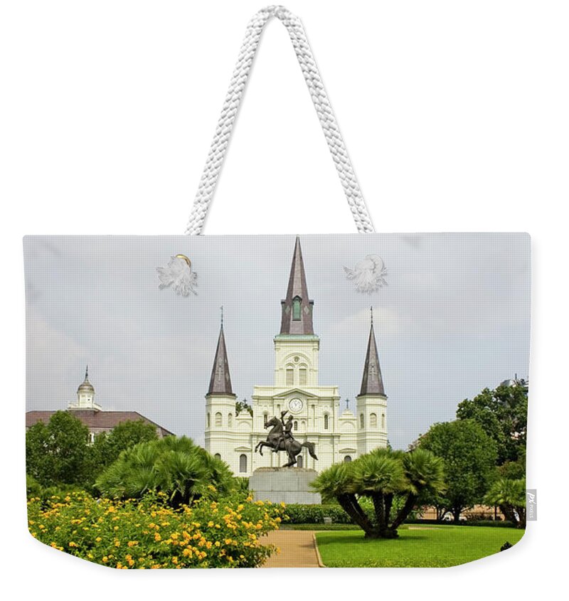 Built Structure Weekender Tote Bag featuring the photograph St. Louis Cathedral New Orleans by Lingbeek