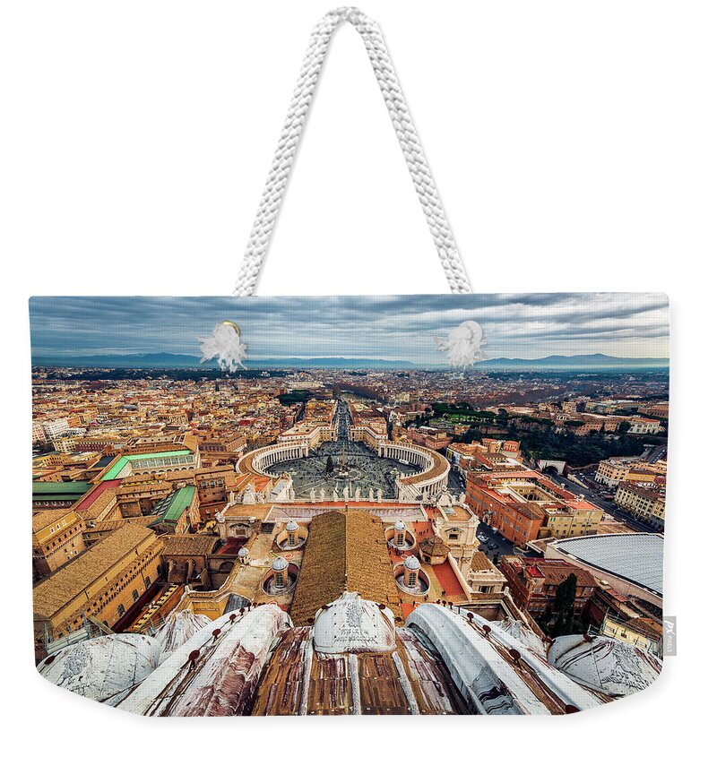 Architecture Weekender Tote Bag featuring the photograph St Peter's Square from Top of the Basilica by ProPeak Photography