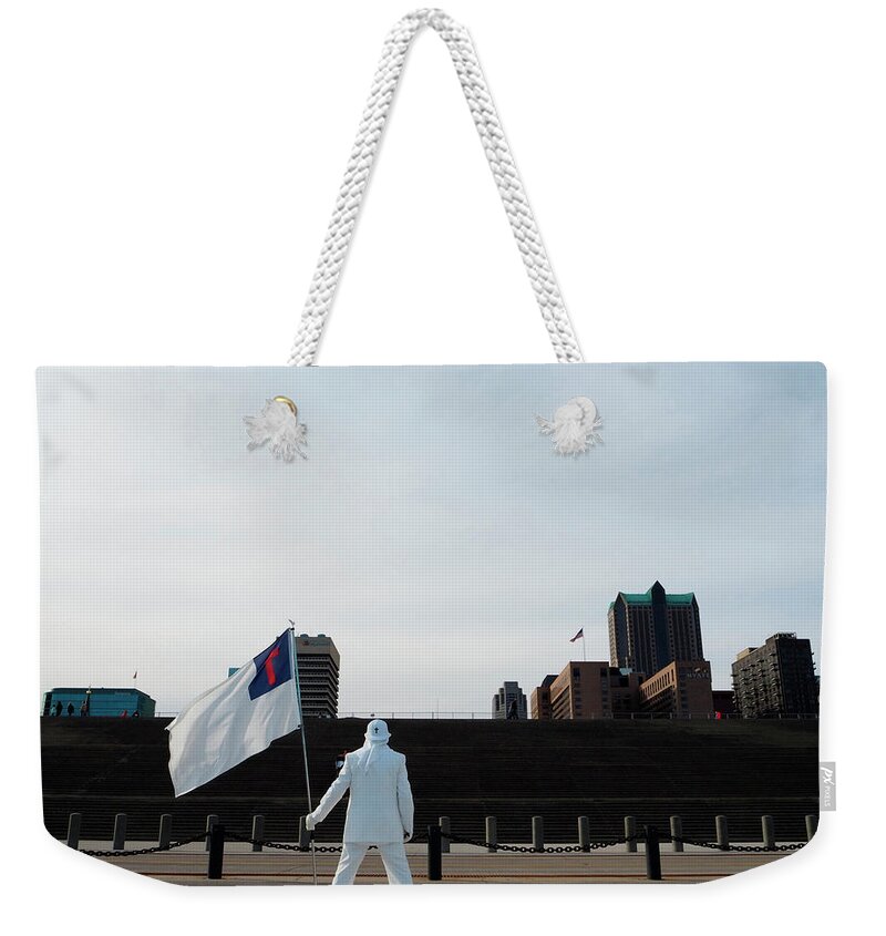 Warrior Weekender Tote Bag featuring the photograph Stand - Gateway To The West 1 by Ginger Repke