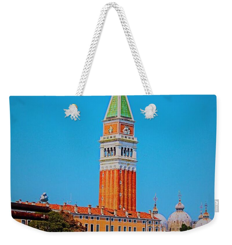 Venice Weekender Tote Bag featuring the photograph Venice Bell Tower by Loretta S