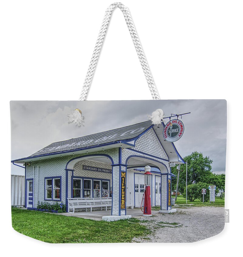 Standard Oil Weekender Tote Bag featuring the photograph Standard Oil Station Route 66 by Deborah Ritch