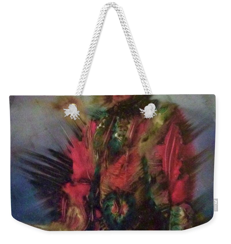 Native First Nation Aboriginals Global Native American Native Dancers Indigenous Weekender Tote Bag featuring the painting Standing Strong by FeatherStone Studio Julie A Miller