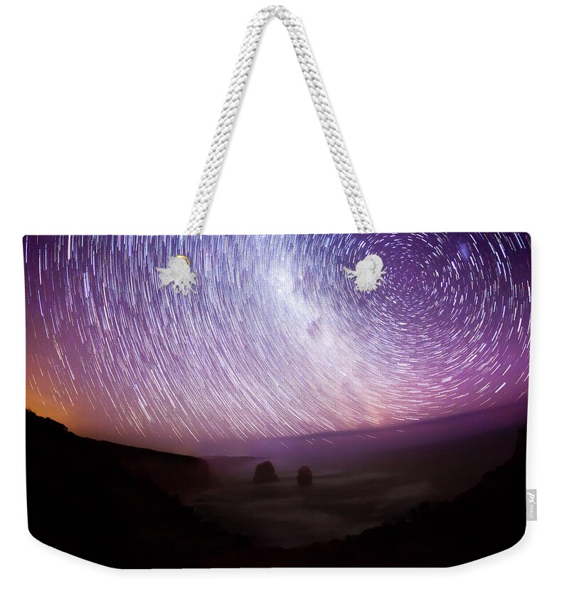 Water's Edge Weekender Tote Bag featuring the photograph Star Trails by Ymgerman