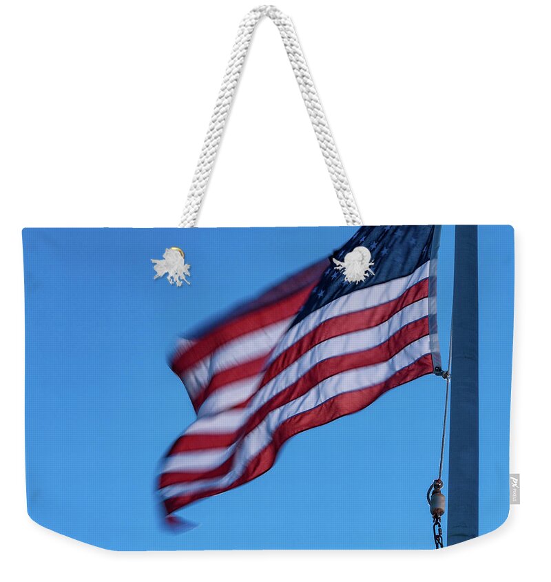 American Flag Weekender Tote Bag featuring the photograph Stars and stripes by William Bretton