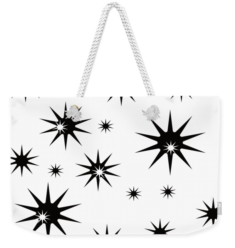 Stars Weekender Tote Bag featuring the digital art Stars Black and White by Patricia Piotrak