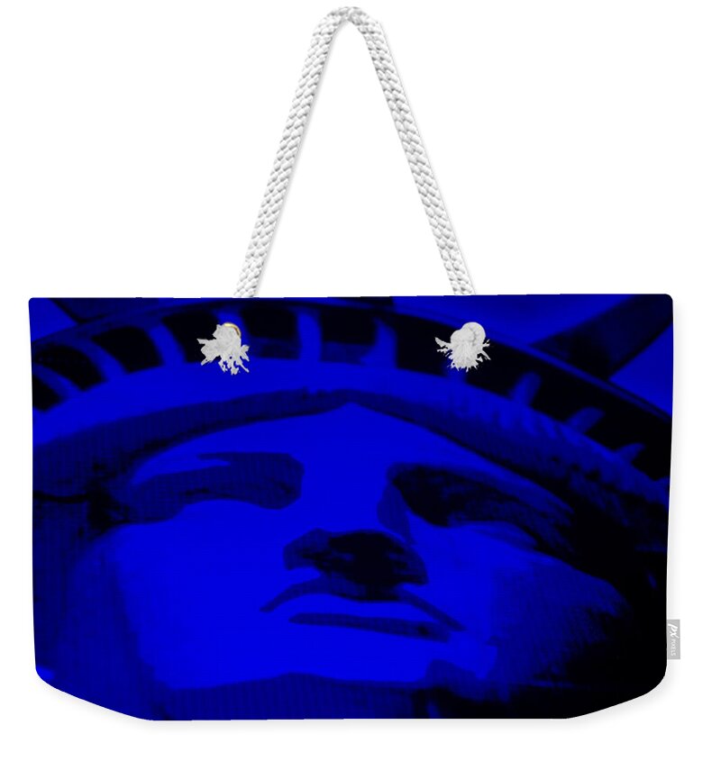 Statue Of Liberty Weekender Tote Bag featuring the photograph STATUE OF LIBERTY in BLUE by Rob Hans