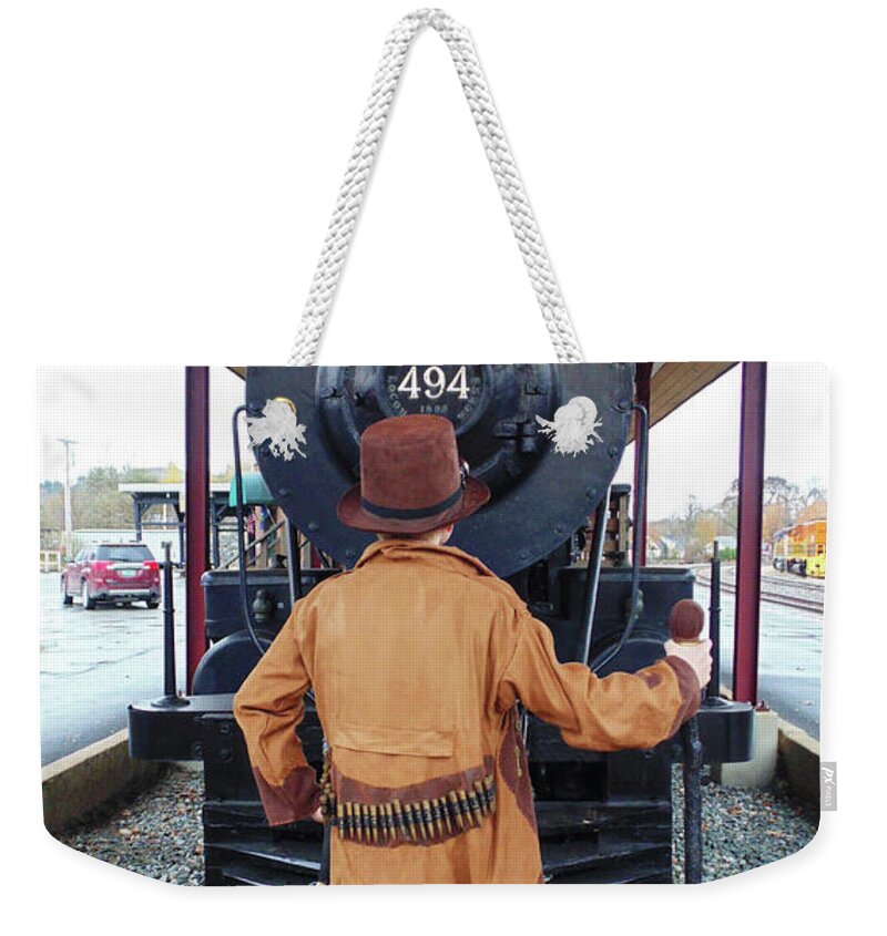 Halloween Weekender Tote Bag featuring the photograph Steampunk Gentleman Costume 6 by Amy E Fraser